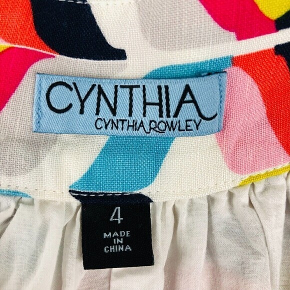 Cynthia Rowley Womens Pleated Lined Linen Blend Skirt Size 4 - Picture 10 of 11